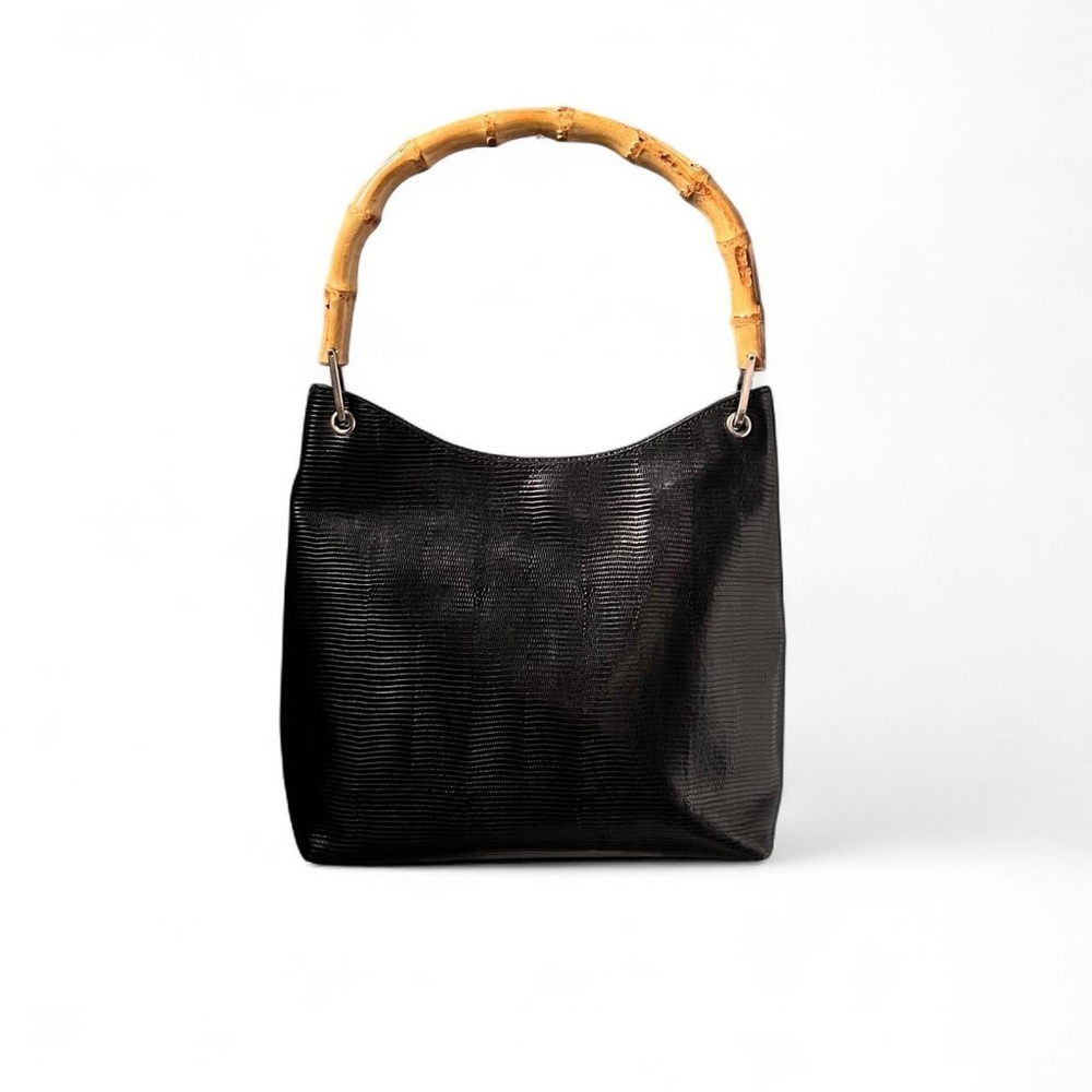 Talbots Made In Italy Black Bag with Bamboo Accent